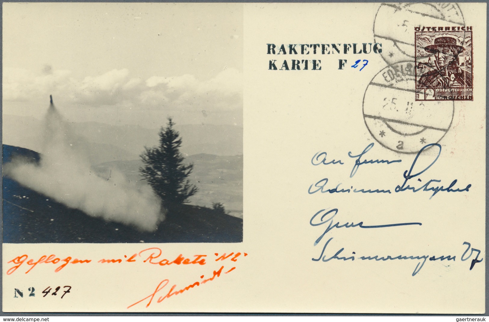 Raketenpost: 1935, Österreich: Schmiedl, Notverordnungs-Rakete N2, Komplette Serie Mit 6 Verschieden - Sonstige & Ohne Zuordnung