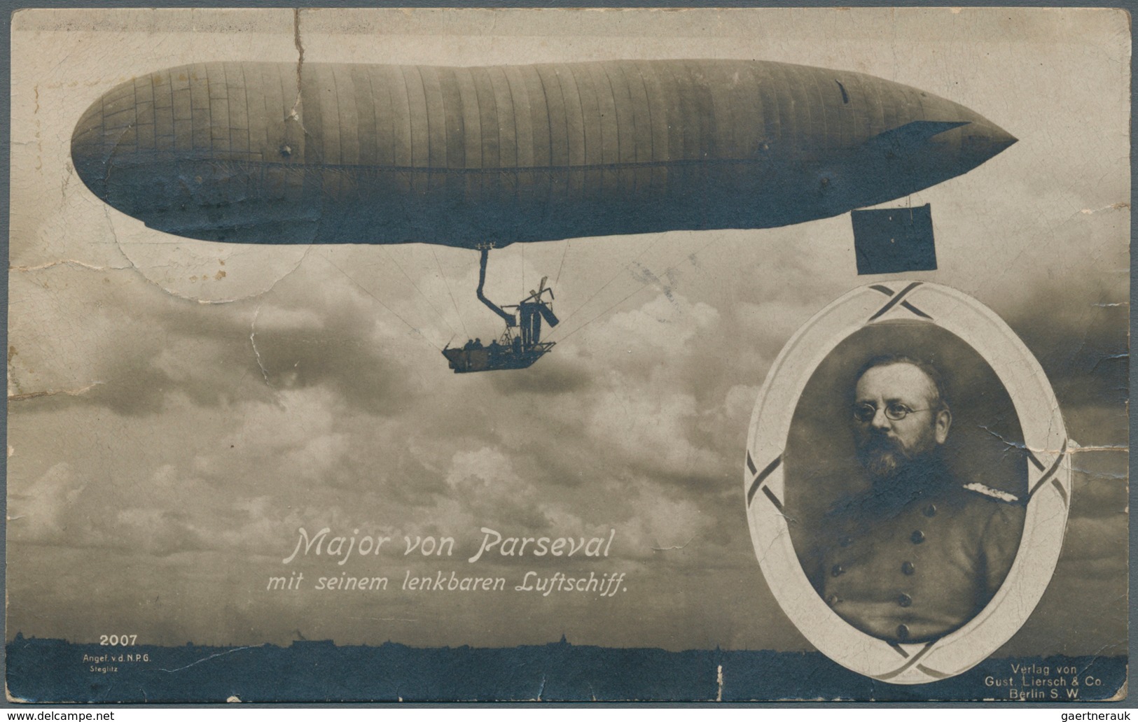 Zeppelinpost Deutschland: 1912: Foto-Ansichtskarte "Luftschiff Parseval" Als Abwurfkarte Vom 6.8.191 - Luft- Und Zeppelinpost