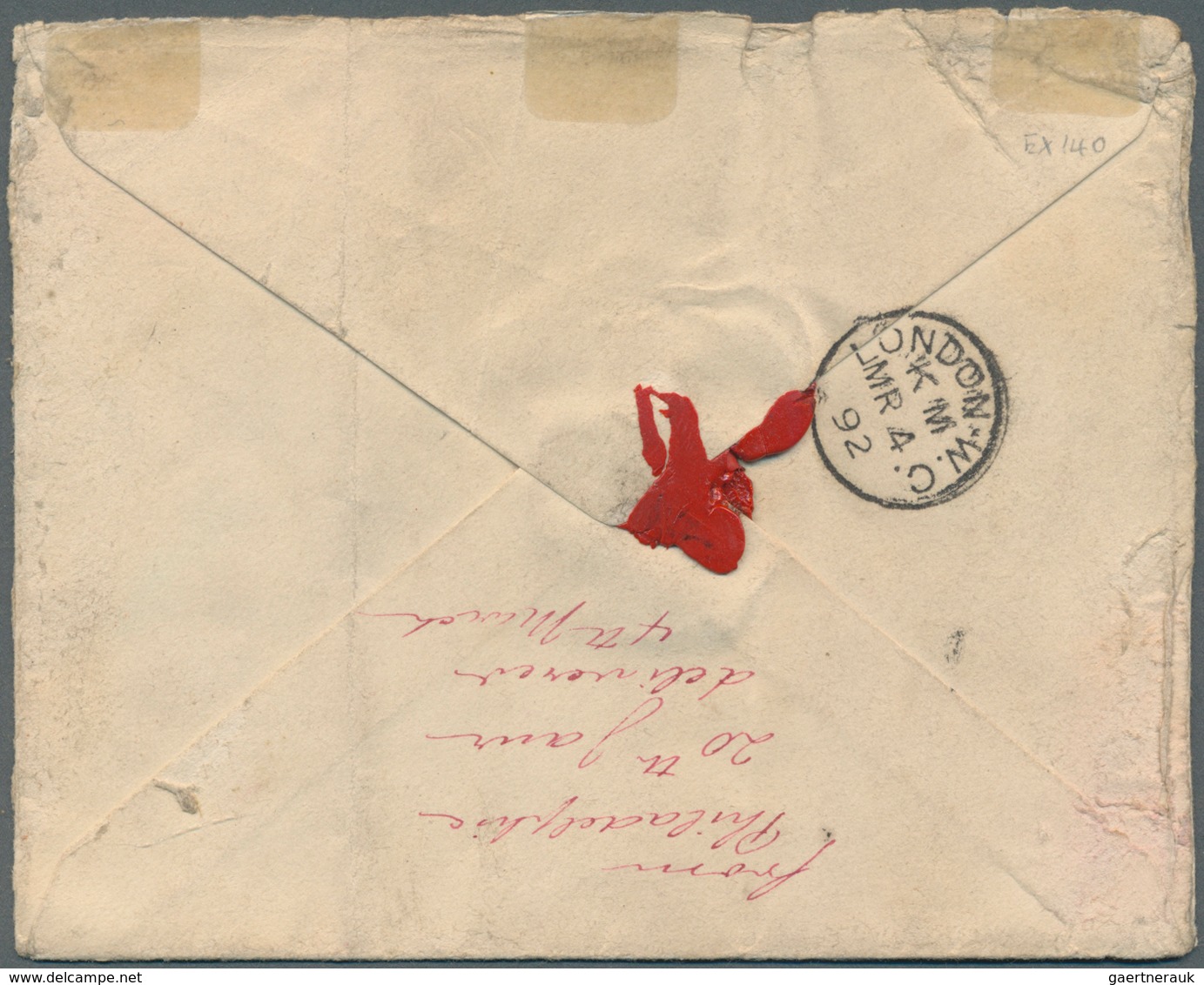 Katastrophenpost: 1892, Letter From Philadelphia To London By German Ship "Eider" Which Ran Hard Agr - Autres & Non Classés