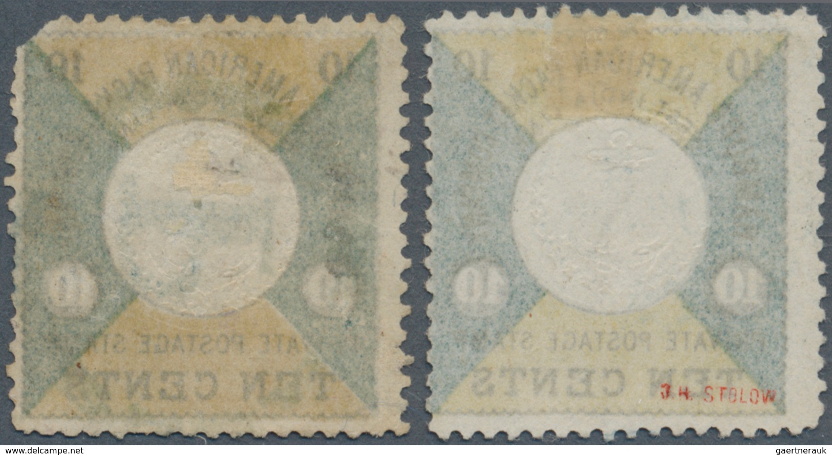 Deutsche Schiffspost - Seepostmarken: 1875/1879, 10 C Schwarz/blaugrün/gelb (MiNr.1) Mit Blauem Stem - Sonstige & Ohne Zuordnung