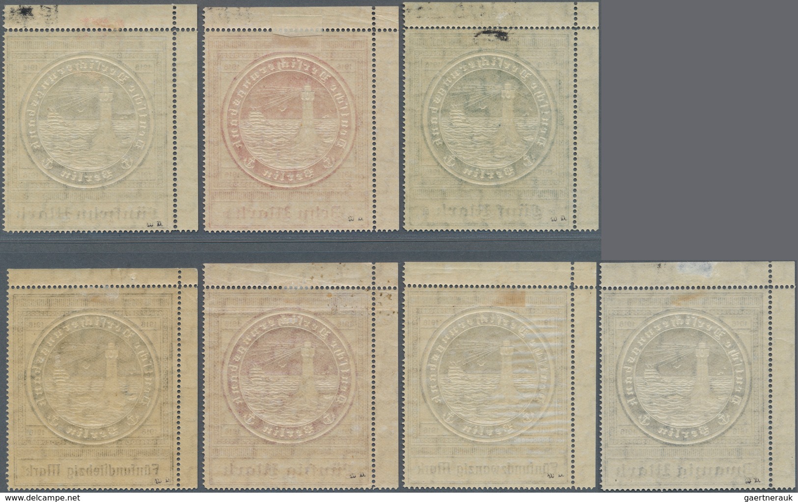 Deutsche Schiffspost - Seepostmarken: 1916, Ozeanreederei, 5 M Bis 75 M, 7 Verschiedene Werte, Einhe - Sonstige & Ohne Zuordnung