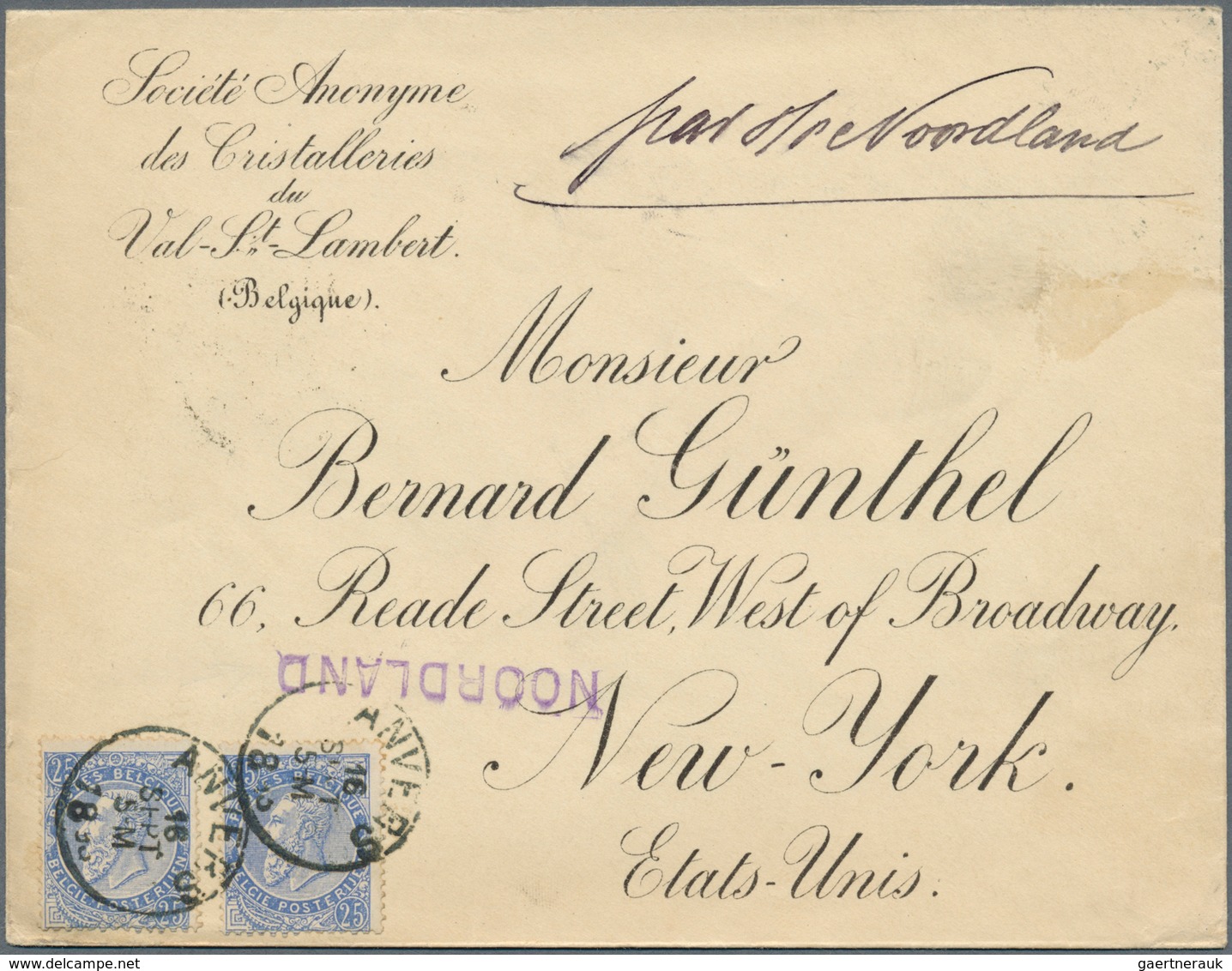 Schiffspost Alle Welt: 1893/1903, Belgium, 3 Commercial Covers Addressed To New York: 25 C Blue With - Sonstige & Ohne Zuordnung