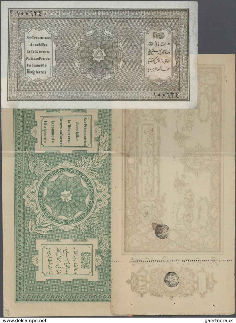 Afghanistan: Interesting Set Of 3 Pcs Afghanistan Treasury Notes Containing 5 Rupees ND(1919-20) P. - Afghanistán