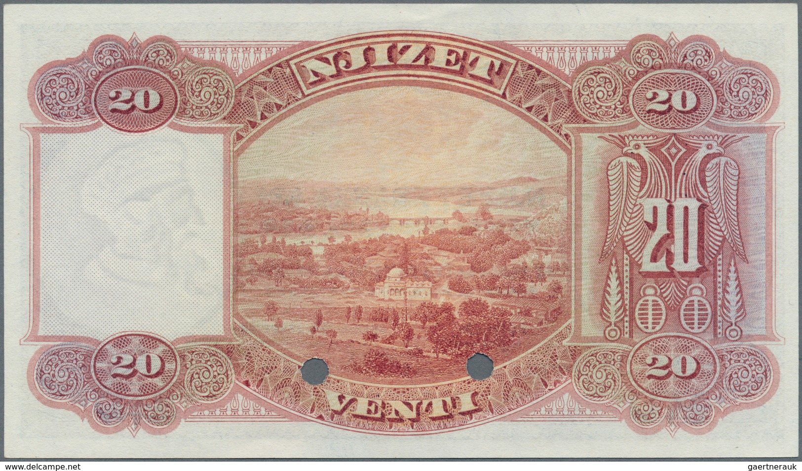 Albania / Albanien: 20 Franka Ari ND(1926) Specimen P. 3s, Crisp Original Paper With 2 Cancellation - Albanie