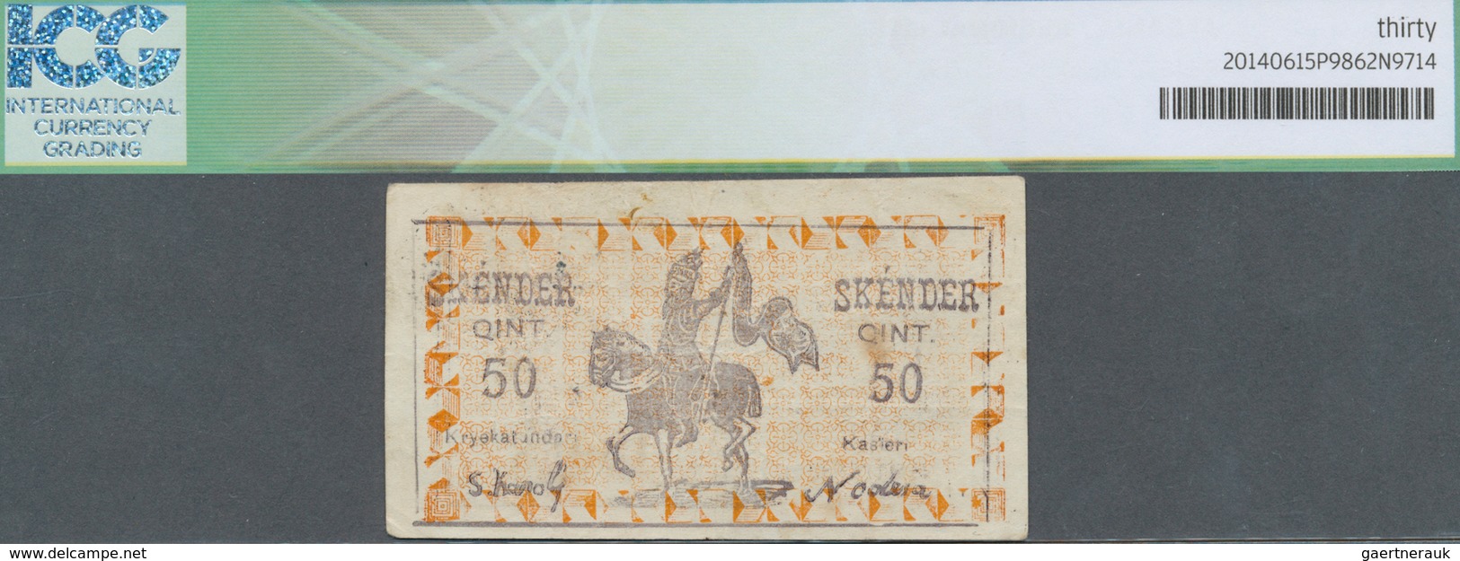 Albania / Albanien: Seldom Seen Regional Issue Of 50 Qint 01.11.1921 Koritza / Korce P. S159, Serial - Albania