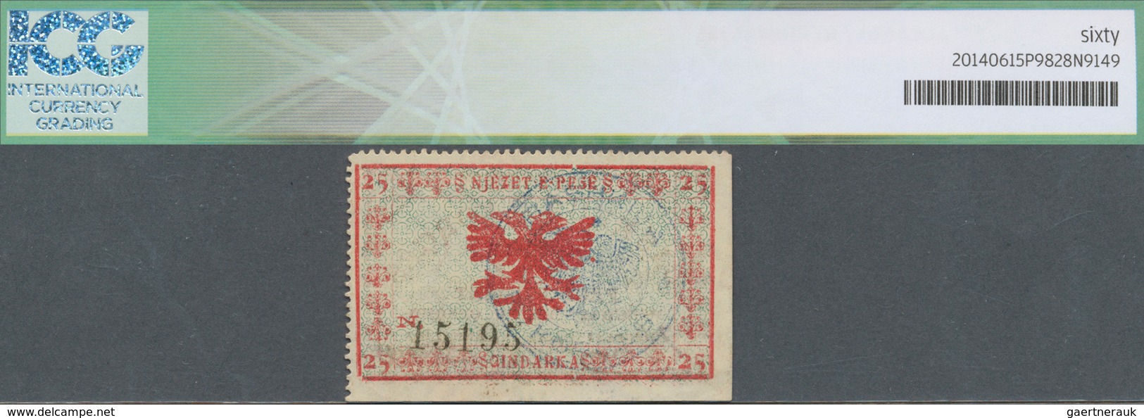 Albania / Albanien: 0.25 Franga Argjent 01.01.1923 P. S163, Unfolded, Crisp Paper And Original Color - Albanië