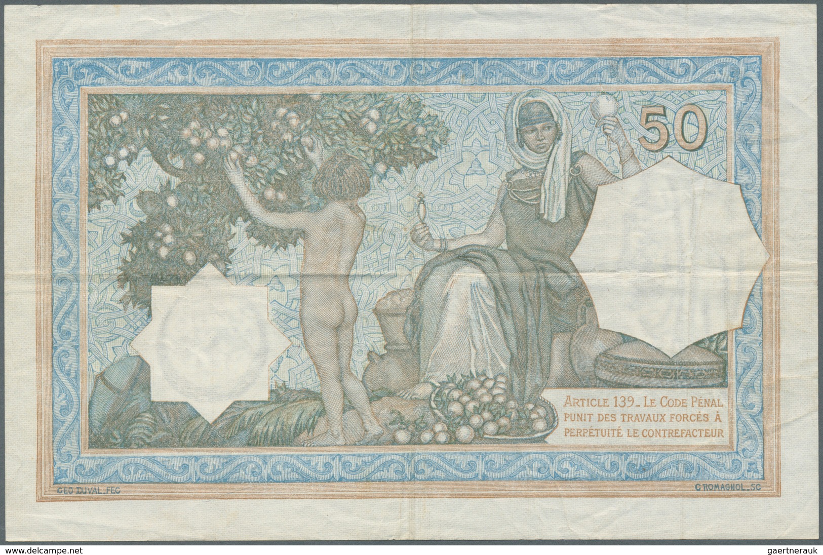 Algeria / Algerien: Banque De L'Algerie 50 Francs 1936, P.80, Very Nice Condition With Strong Paper - Algérie