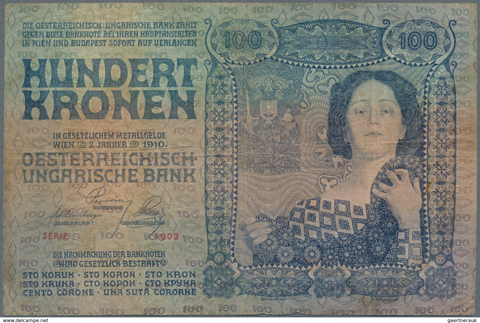 Austria / Österreich: Österreichisch-Ungarische Bank 100 Kronen 1910, Extremely Rare Note, Seldom Of - Autriche