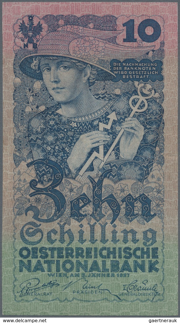 Austria / Österreich: 10 Schilling 1927 P. 94, Exceptional Condition For This Type Of Note With Very - Austria