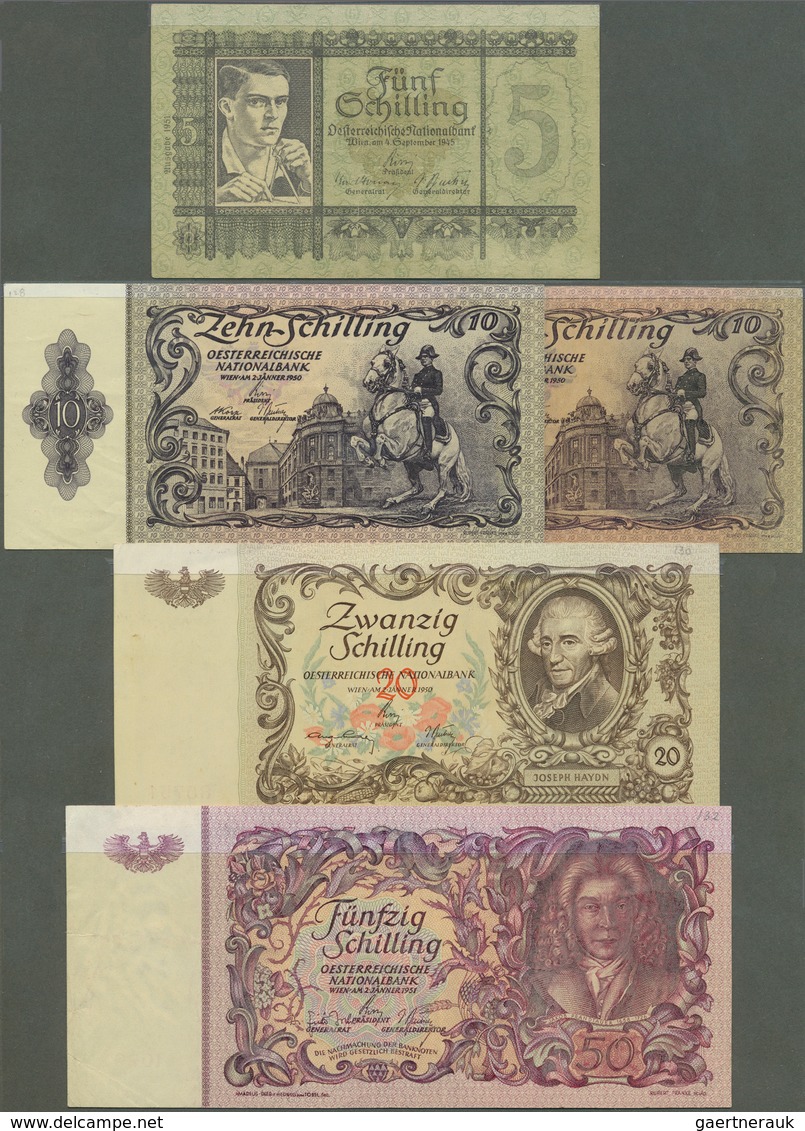 Austria / Österreich: Set Of 5 Notes Containing 5 Schilling 1945 With Ovpt. "Ausgabe 1951" At Left O - Austria