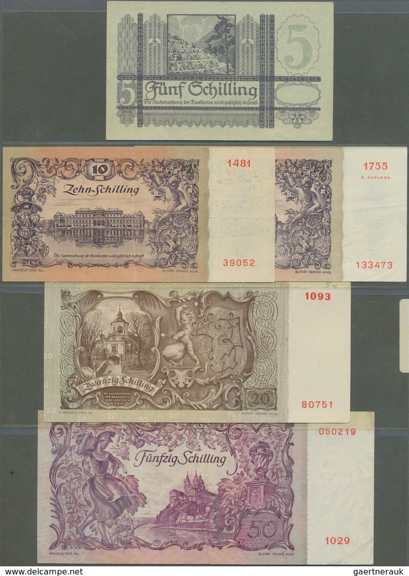 Austria / Österreich: Set Of 5 Notes Containing 5 Schilling 1945 With Ovpt. "Ausgabe 1951" At Left O - Austria