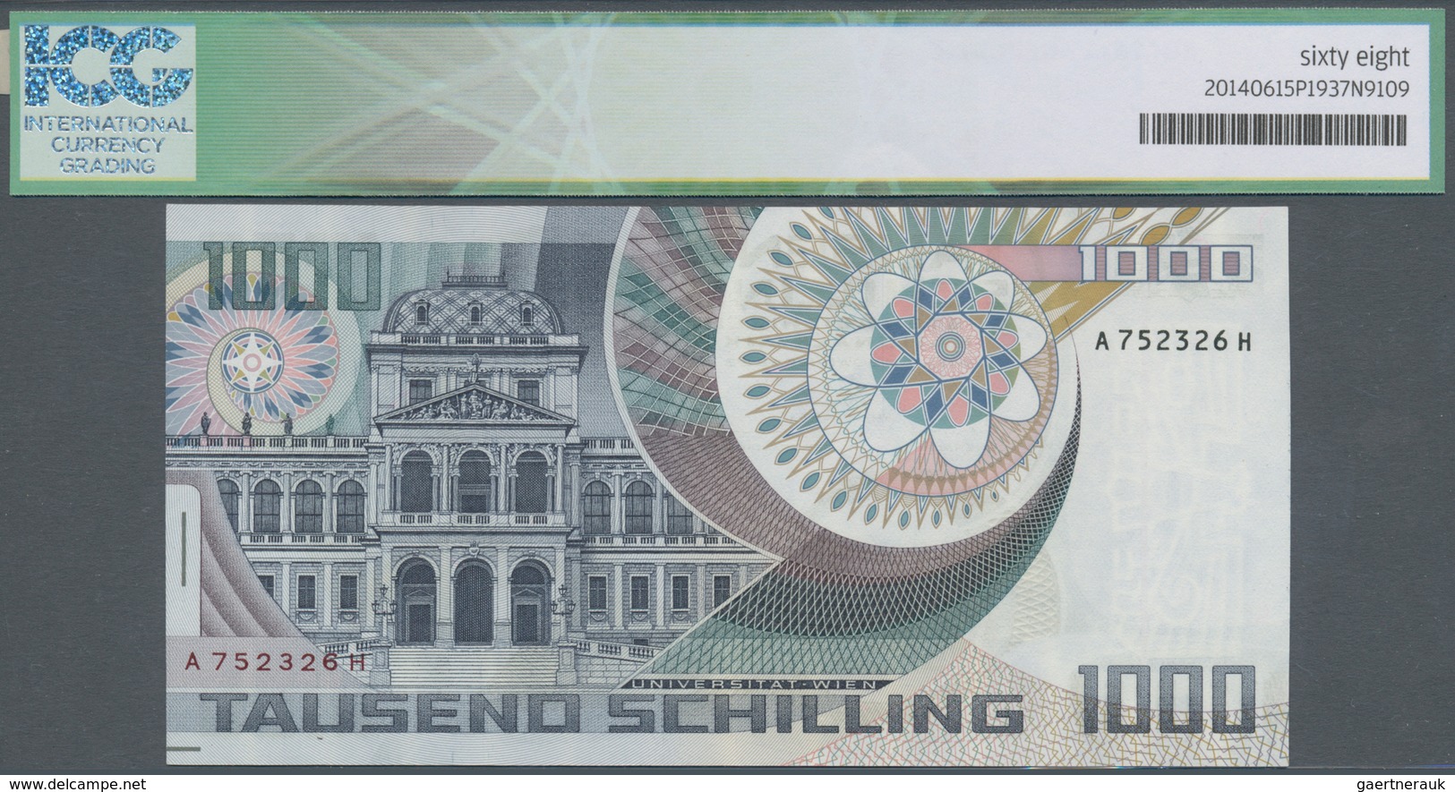 Austria / Österreich: 1000 Schilling 03.01.1983 P. 152, Portrait "Erwin Schrödinger", S/N A752326H, - Austria