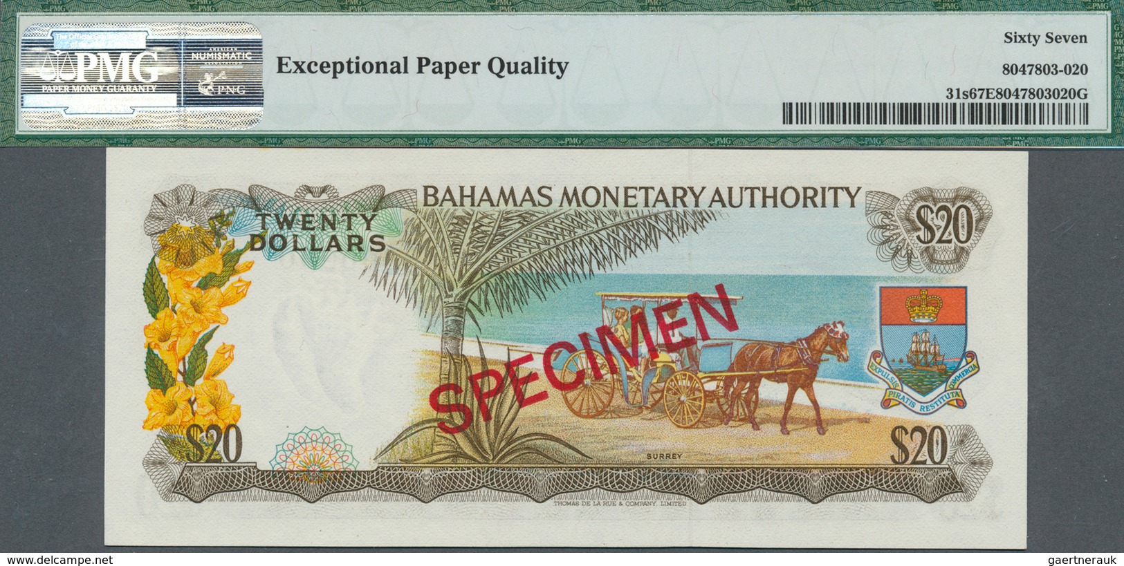 Bahamas: Set Of 8 SPECIMEN Banknotes From 1/2 Dollar 1968 To 100 Dollars 1968 Specimen P. 26s-33s, A - Bahamas