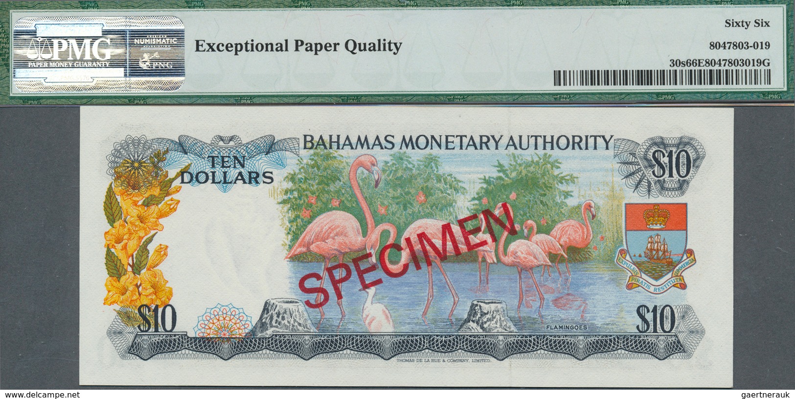 Bahamas: set of 8 SPECIMEN banknotes from 1/2 Dollar 1968 to 100 Dollars 1968 Specimen P. 26s-33s, a