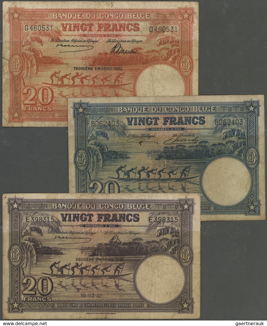 Belgian Congo / Belgisch Kongo: Set Of 13 Different Banknotes Containing 100 Francs 1955 P. 33 (F-), - Non Classés