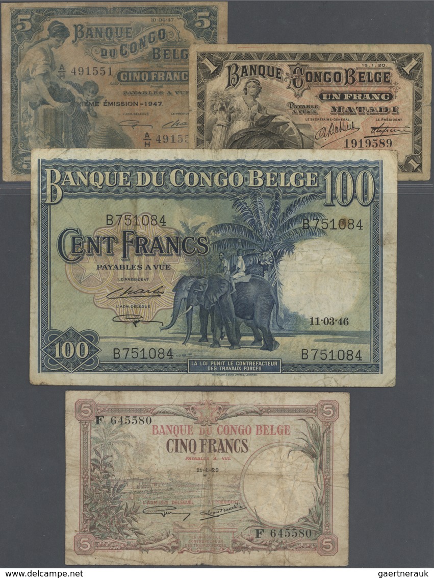 Belgian Congo / Belgisch Kongo: Set Of 13 Different Banknotes Containing 100 Francs 1955 P. 33 (F-), - Non Classés