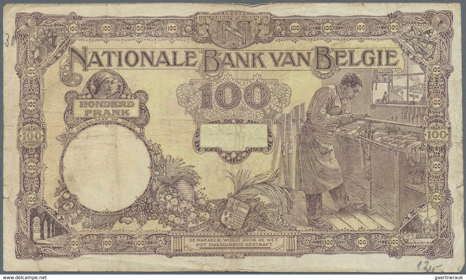 Belgium / Belgien: Set With 4 Banknotes 100 Francs 1924 And 1927, P.95 In Almost Well Worn Condition - Sonstige & Ohne Zuordnung