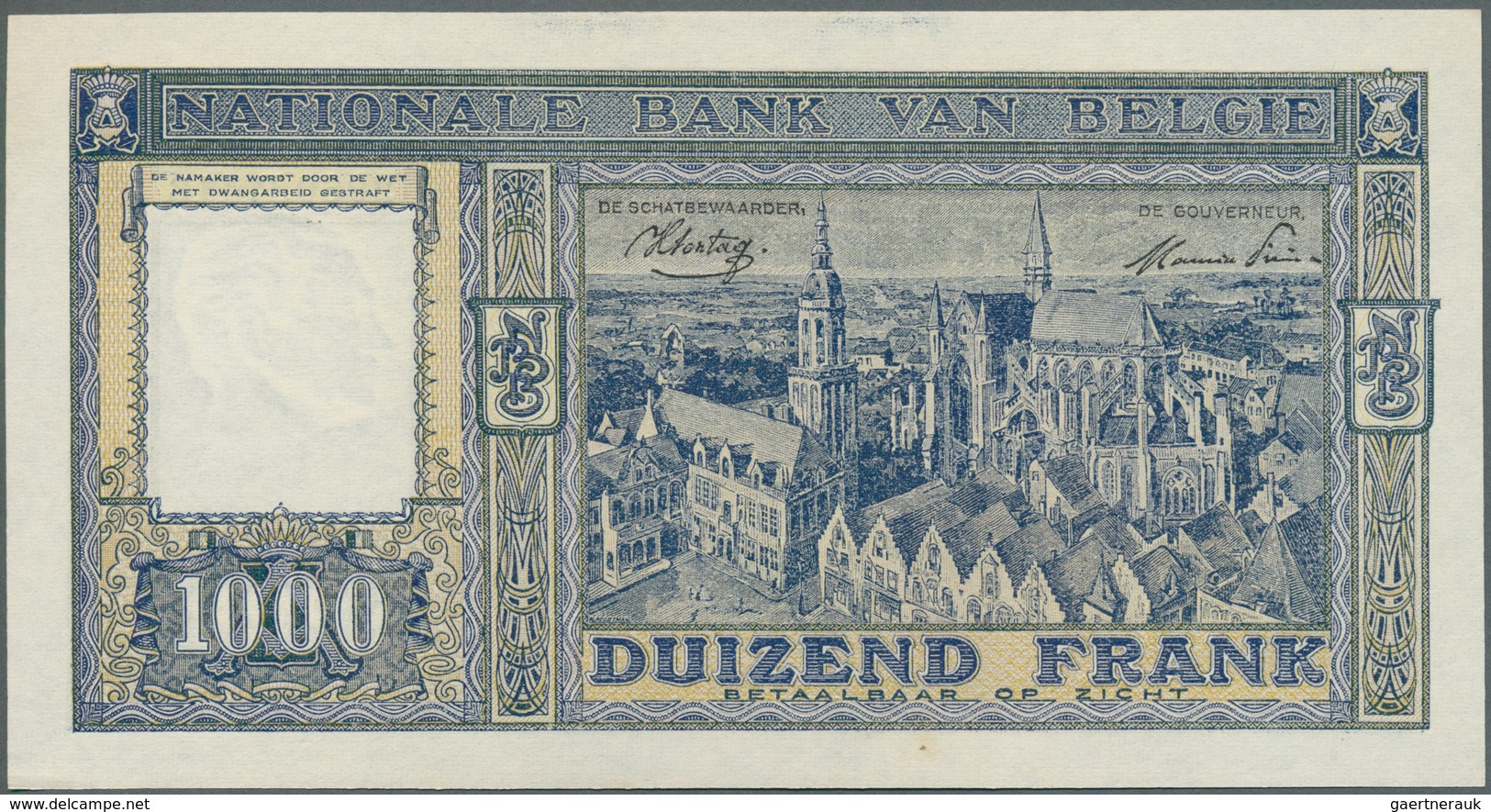 Belgium / Belgien: 1000 Francs 1945 P. 128b In Crisp Original Condition: UNC. - Other & Unclassified