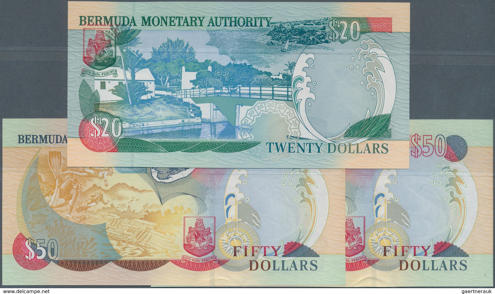 Bermuda: Set Of 3 Notes Containing 20 Dollars 2000 And 2x 50 Dollars 2000 P. 53, 54, All In Conditio - Bermude