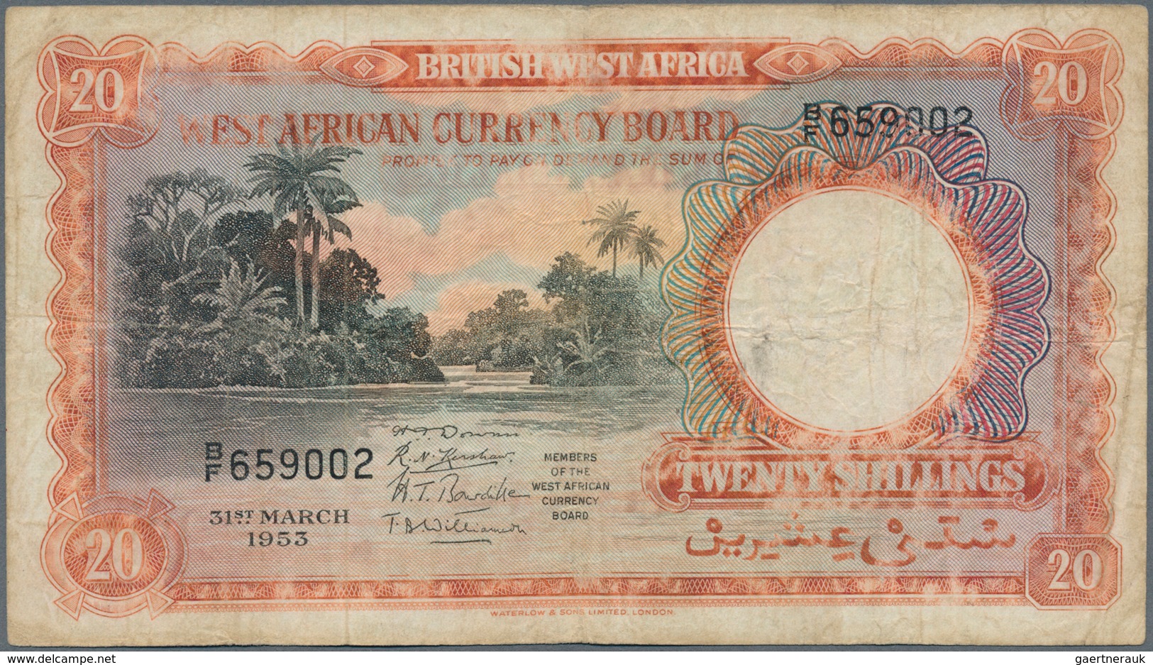 British West Africa: Set Of 2 Banknotes West African Currency Board Containing 20 Shillings 1947 P. - Altri – Africa