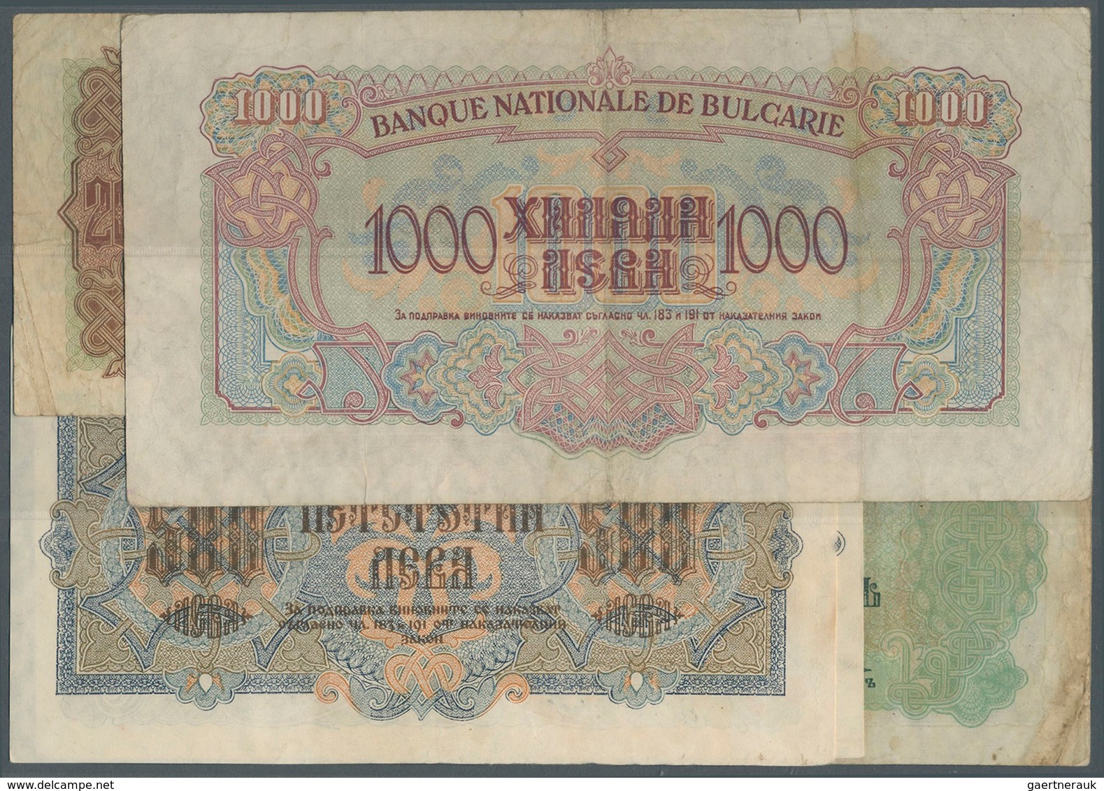 Bulgaria / Bulgarien: Set Of 5 Notes Containing 200 Leva 1945 P. 69 (F), 250 Leva 1945 P. 70 (F To F - Bulgaria