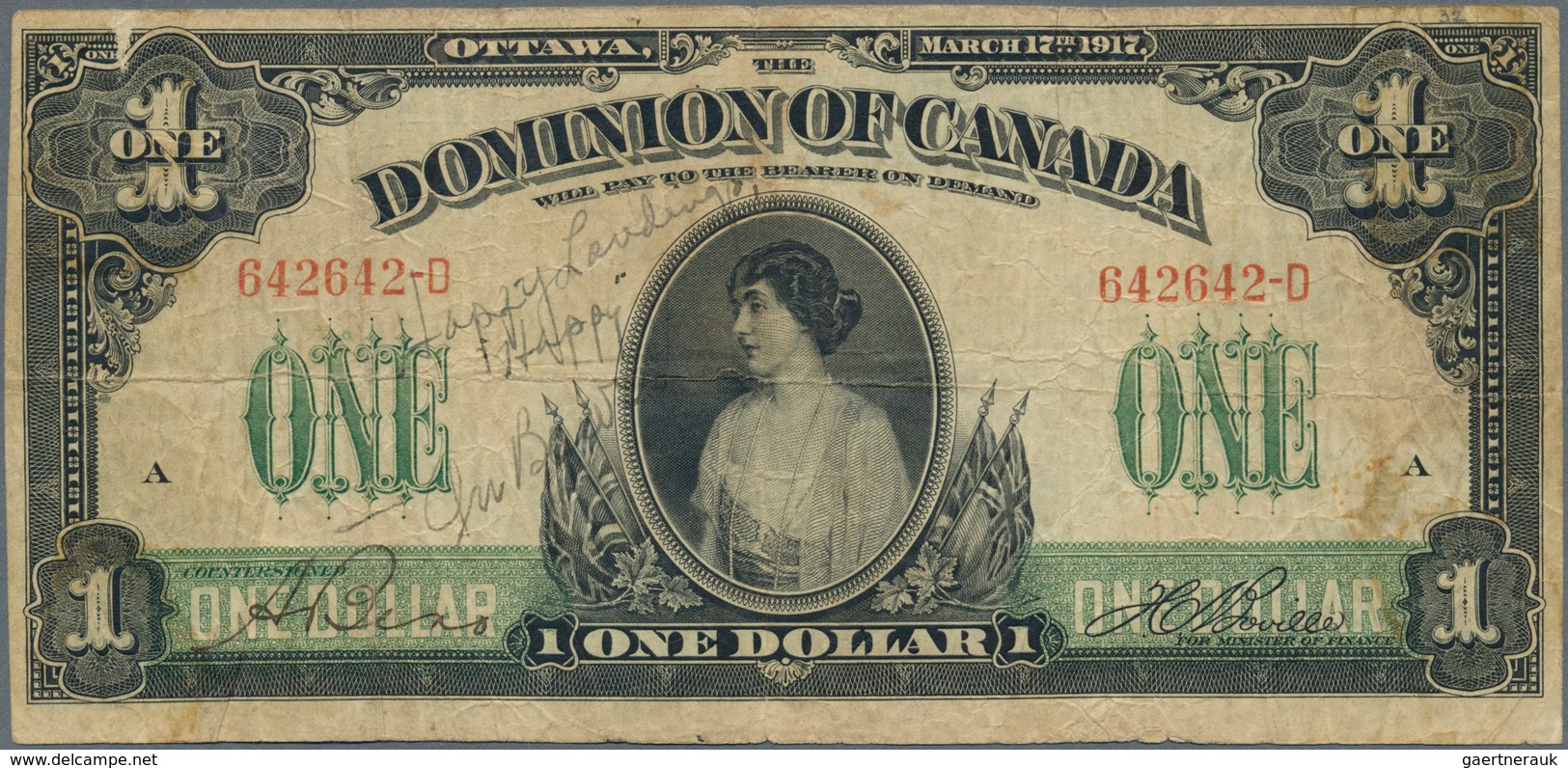 Canada: Dominion Of Canada 1 Dollar 1917, Without Printer's Name And Signature At Right: Boville, P. - Canada