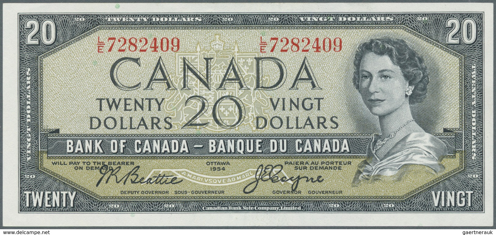 Canada: 20 Dollars 1954, Signature Beattie & Coyne, P.80a In Perfect UNC Condition - Canada