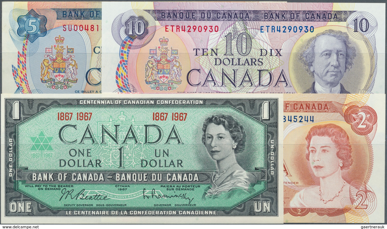 Canada: Very Nice Set With 11 Banknotes Series 1967 - 1971 With 5 X 1 Dollar 1967 And 1973 P.84a,b, - Canada