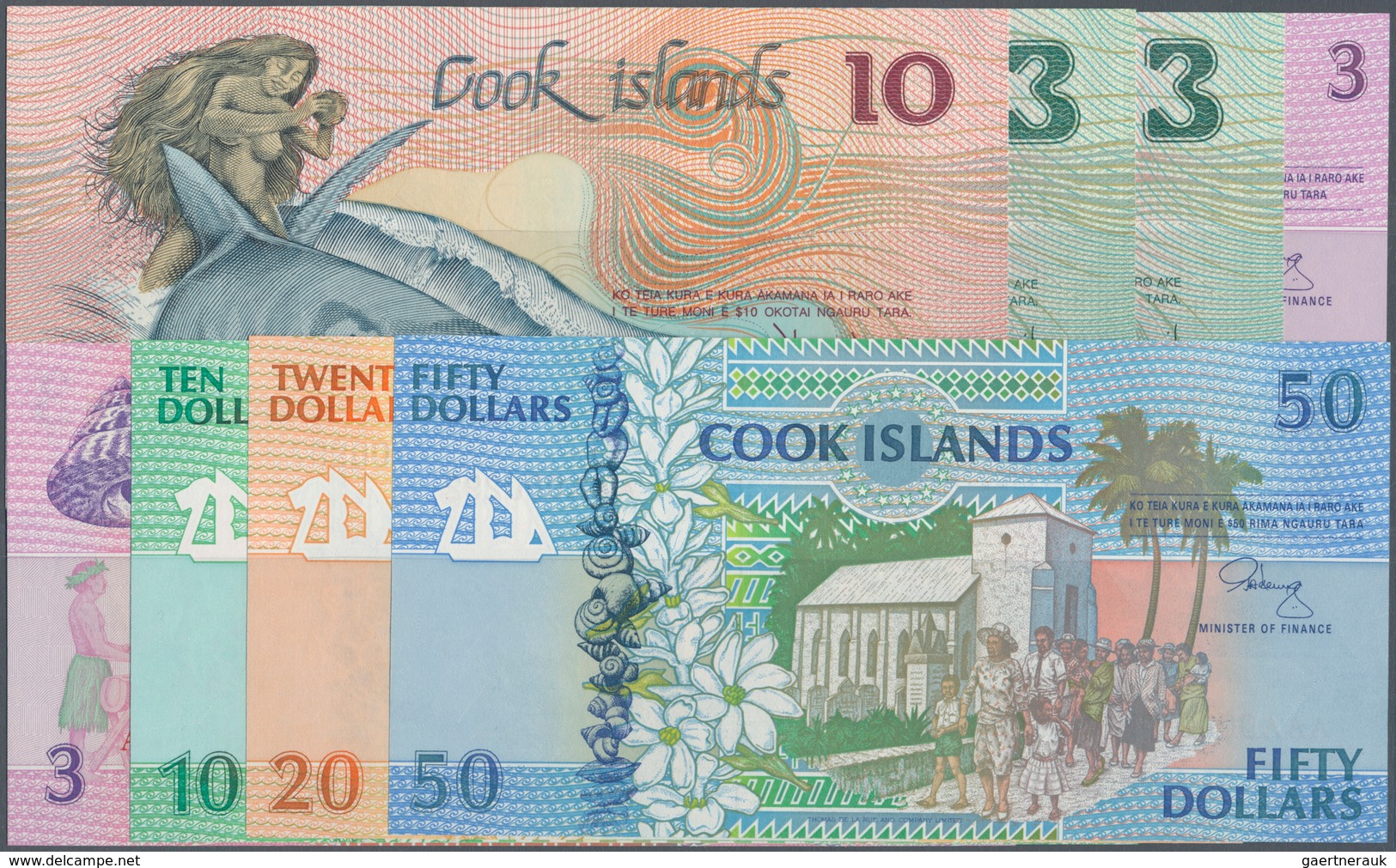 Cook Islands: Set Of 8 Banknotes Containing The Following Pick Numbers: 3, 4, 7, 8, 9, 10, From 3 To - Islas Cook