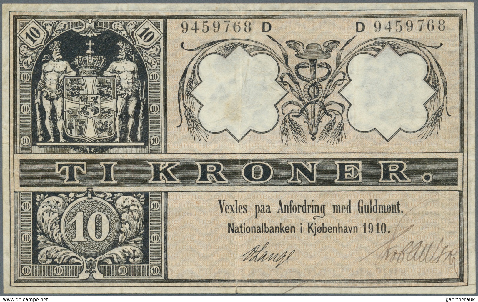 Denmark  / Dänemark: Very Early Issue Of The 10 Kroner, Dated 1910, P.7i, Excellent Condition With B - Dinamarca