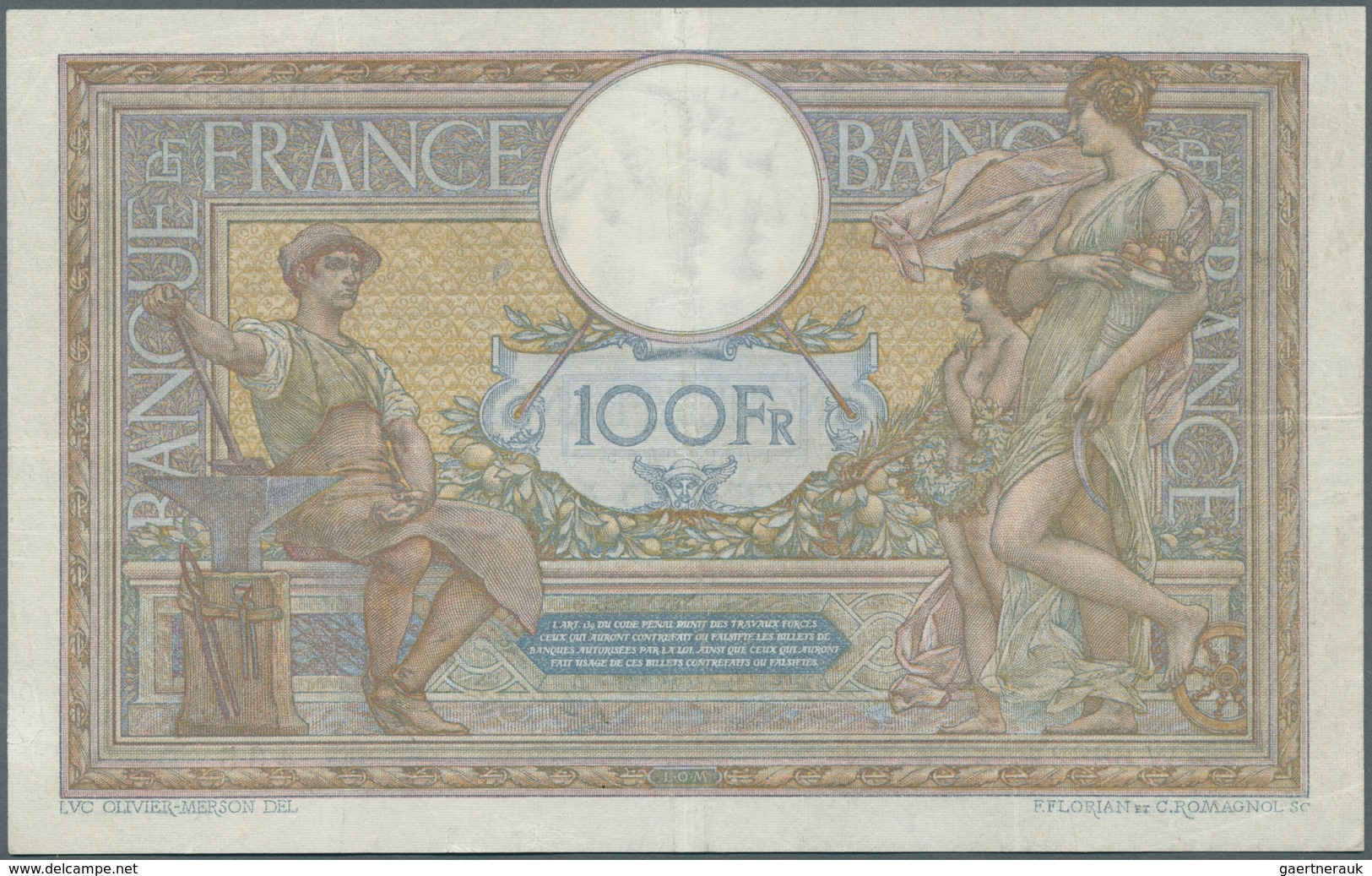 France / Frankreich: 100 Francs 1920 P. 71a, With Earlier Date, Paper Still With Crispness And Prett - 1955-1959 Sobrecargados (Nouveau Francs)