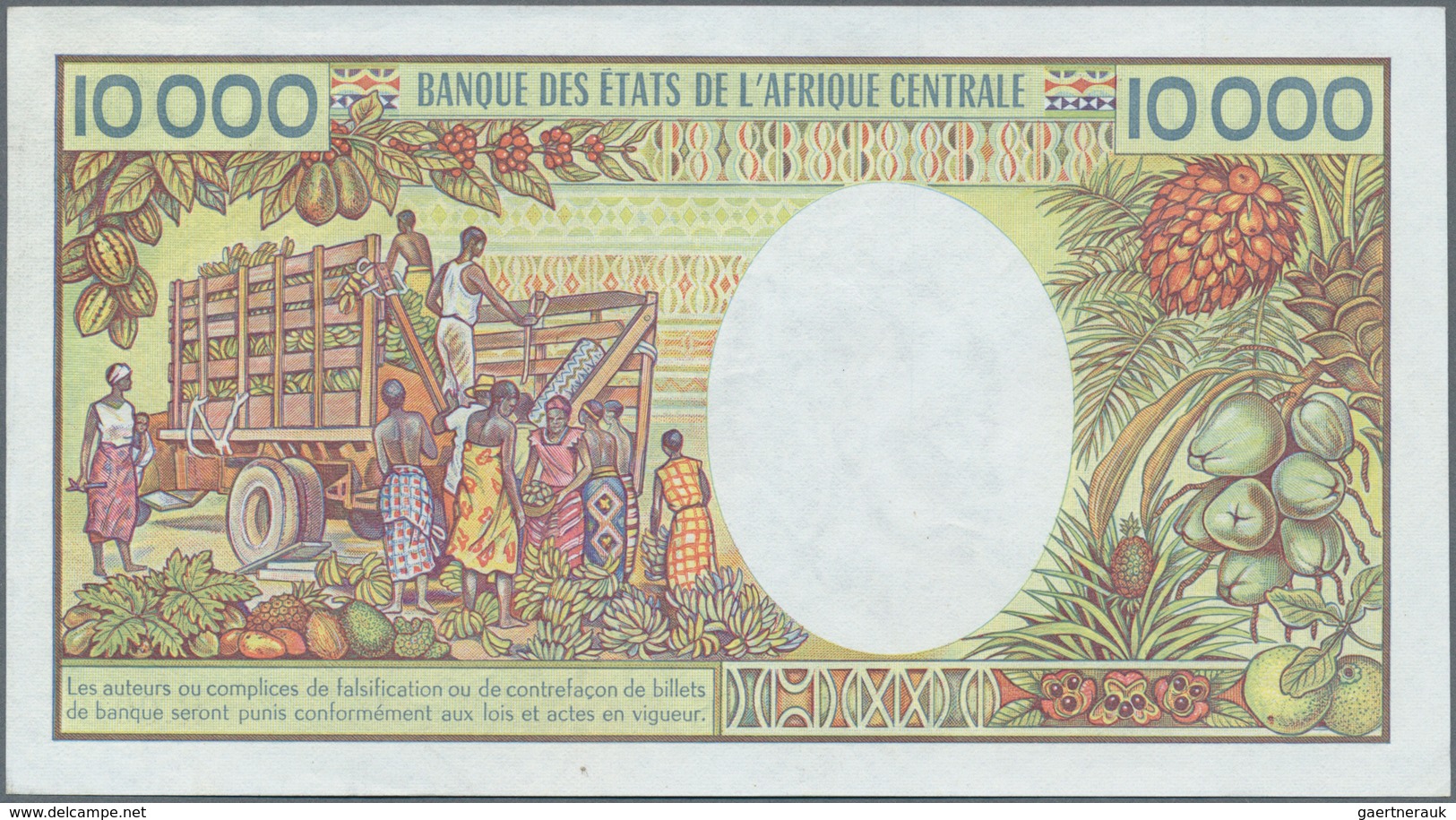 Gabon / Gabun: Set Of 2 Notes Containing 5000 & 10.000 Francs ND(1974) P. 6, 7, Very Colorful Notes, - Gabon