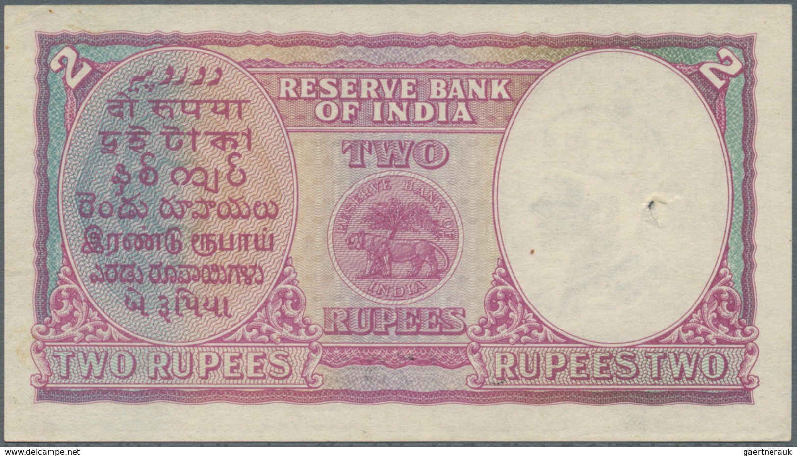 India / Indien: 2 Rupees ND P. 17b, Portrait KGVI Sign. Taylor, One Usual Pinhole At Left, No Folds, - India