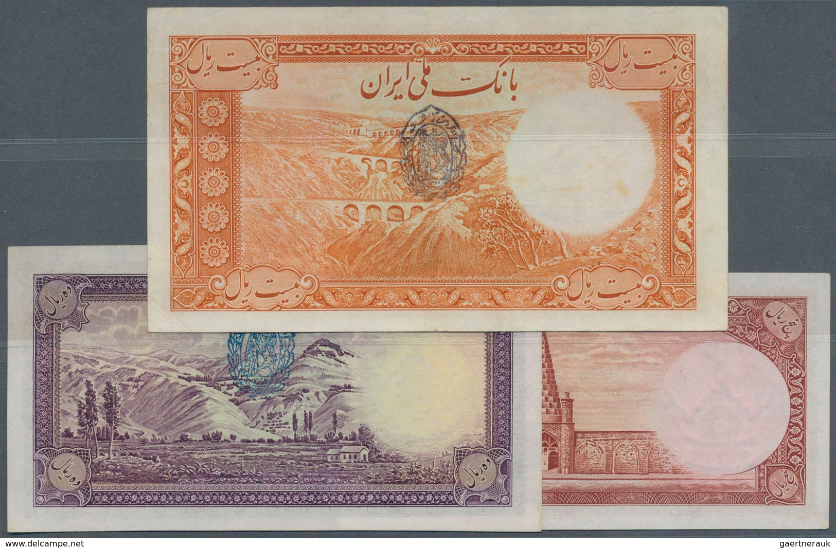 Iran: Set Of 3 Notes Containing 5 Rials 1938 P. 32Aa (aUNC), 10 Rials 1942 P. 33Ad (UNC) And 20 Rial - Iran