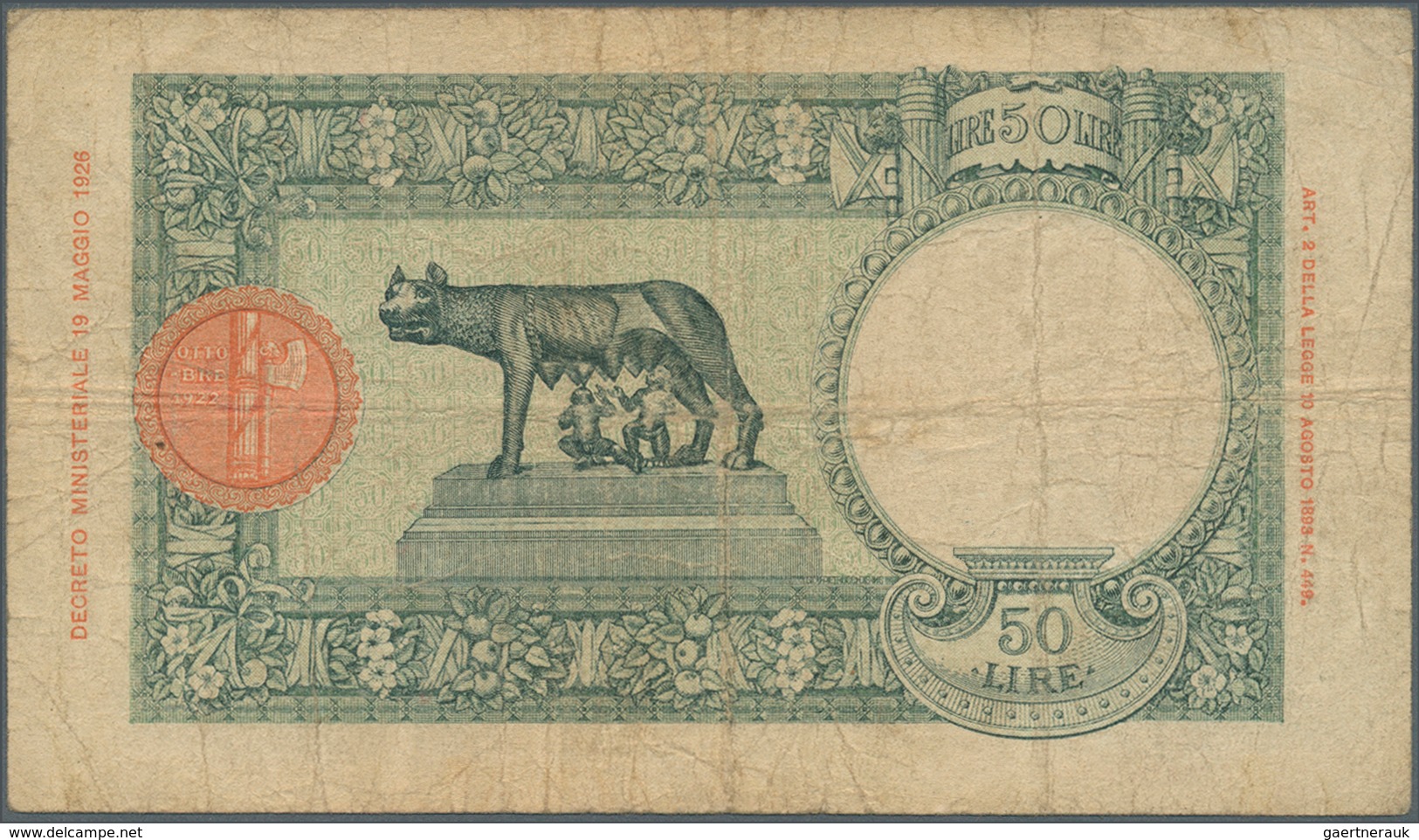 Italian East Africa / Italienisch Ost-Afrika: 50 Lire 1938 P. 1a, Stronger Used With Folds And Stain - Africa Orientale Italiana