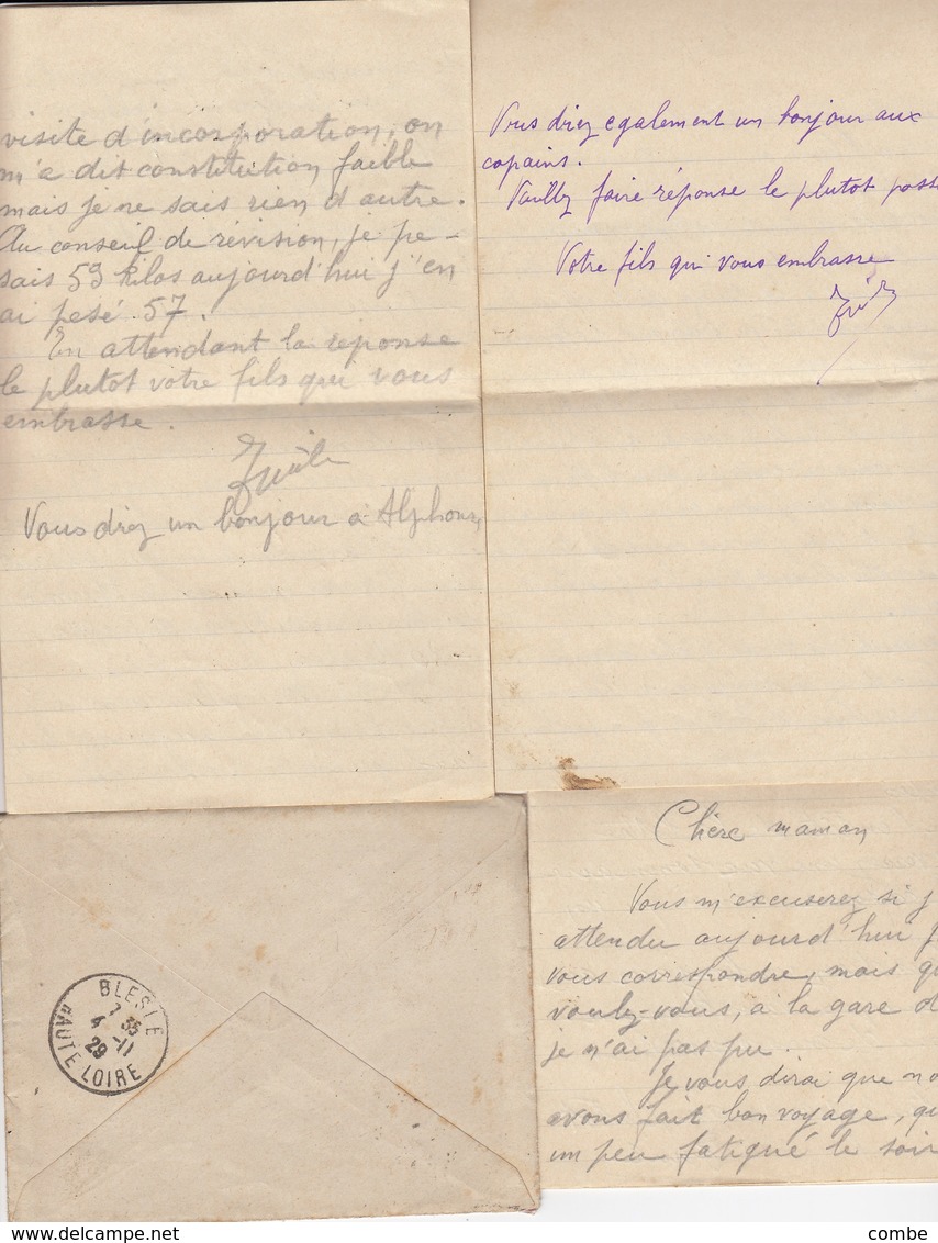 LETTRE EN FM. TAXÉE 1Fr. 3 CORRESPONDANCES A EN-TËTE DE LA CASERNE BRUN A BESANCON POUR BLESLE HAUTE-LOIRE / 4301 - 1921-1960: Période Moderne