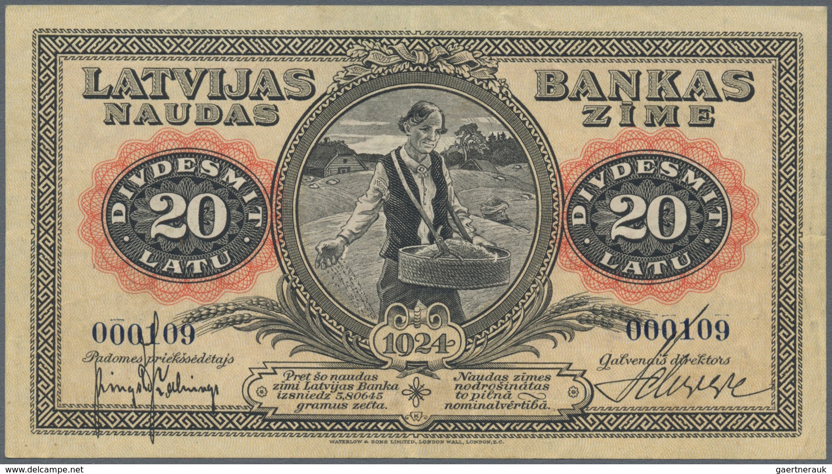 Latvia / Lettland: 20 Latu 1924, P.15, One Of The Keynotes Of This Series In Very Nice Condition Wit - Lettonia