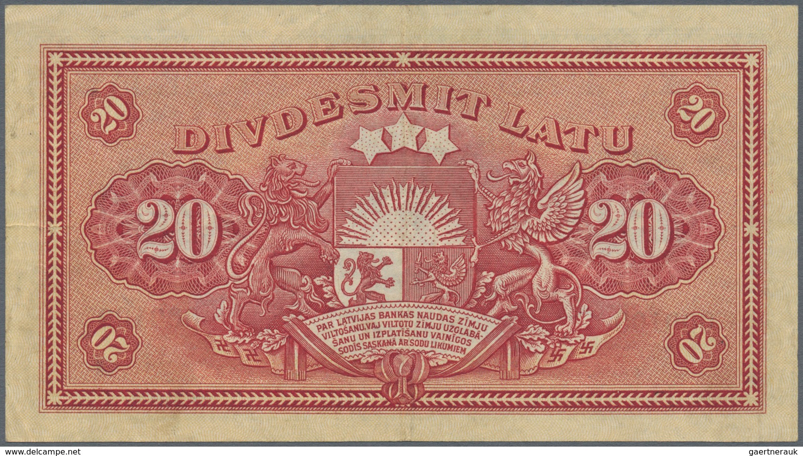 Latvia / Lettland: 20 Latu 1924, P.15, One Of The Keynotes Of This Series In Very Nice Condition Wit - Lettonia