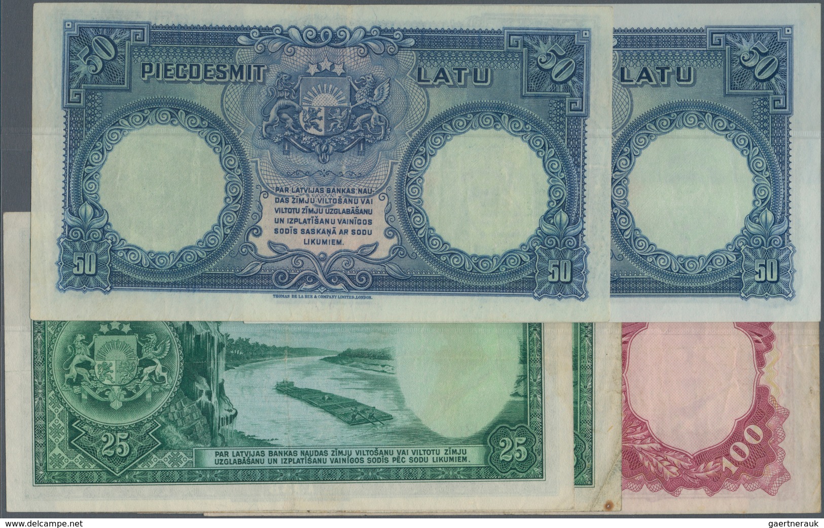 Latvia / Lettland: Set With 6 Banknotes Series 1930's Containing 2 X 50 Latu 1934, 2 X 25 Latu 1938 - Lettonia