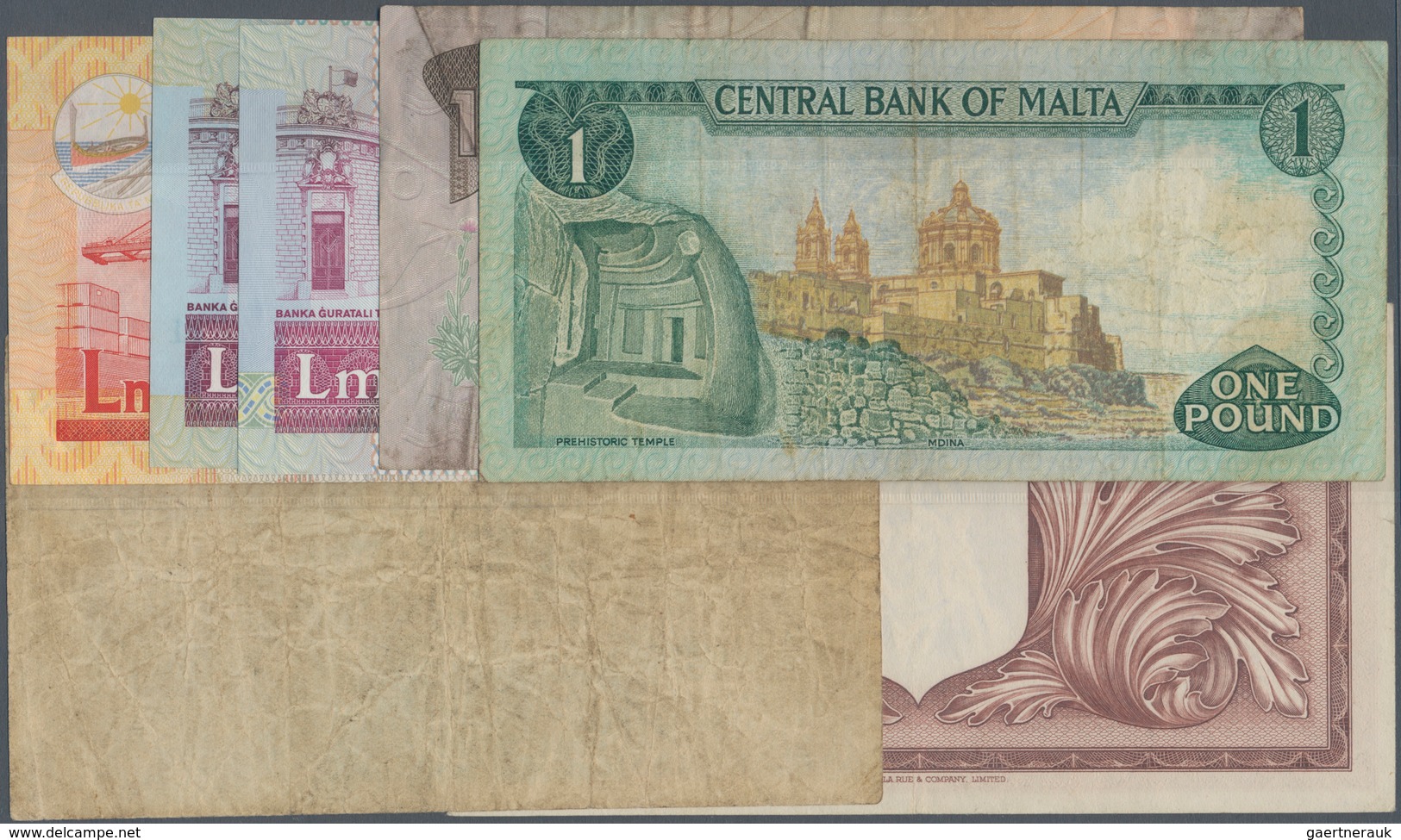 Malta: Set Of 7 Banknotes Containing 2 Shillings ND(1942) P. 17b (F), 1 Pound L.1949 Portrait KGVI P - Malta
