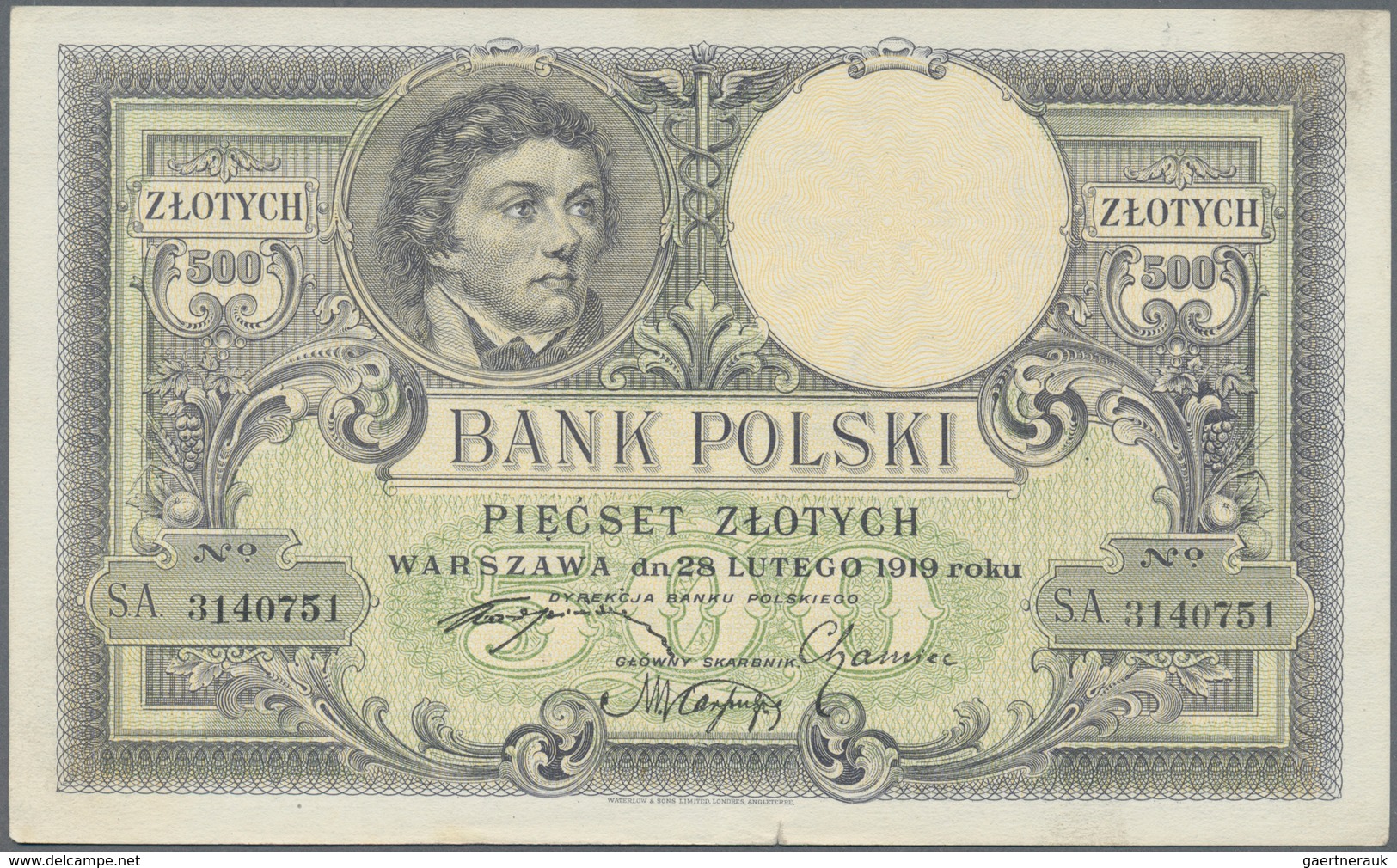 Poland / Polen: Pair With 100 Zlotych 1919 P.57 (F-) And 500 Zlotych 1919 P.58 In VF (small Border T - Polonia