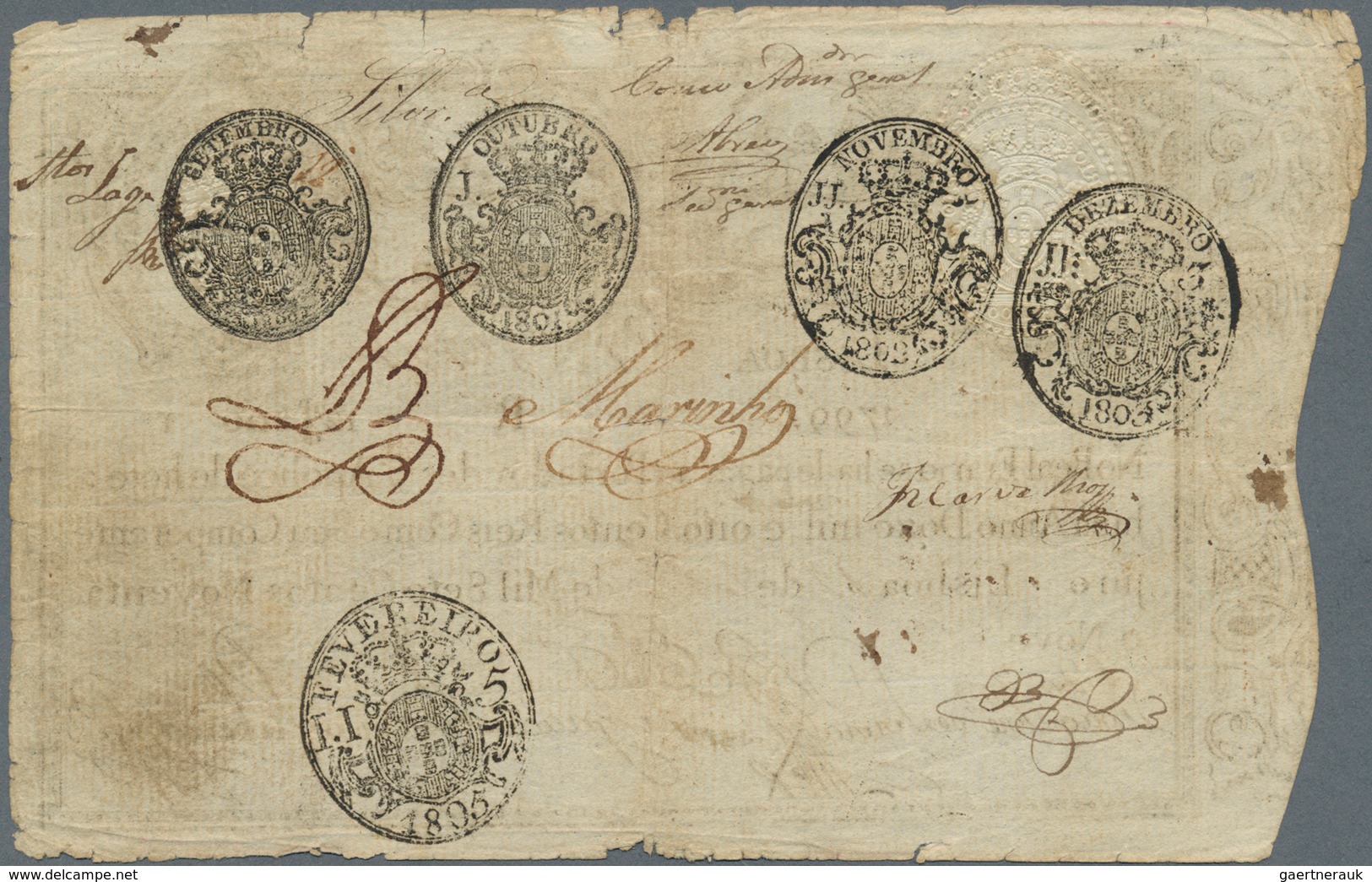 Portugal: 12800 Reis 1799 P. 14, In More Or Less Exceptional Condition For This Type Of Note, Used W - Portogallo