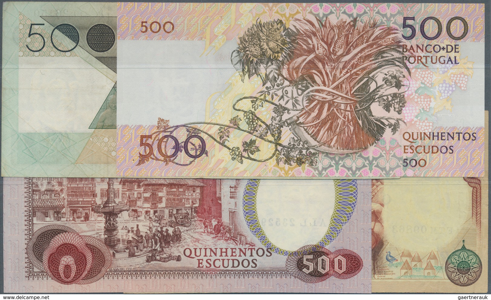 Portugal: Set Of 9 Notes Containing 50 Escudos 1964 P. 168 (XF), 2x 500 Escudos 1966 P. 170 (pressed - Portugal