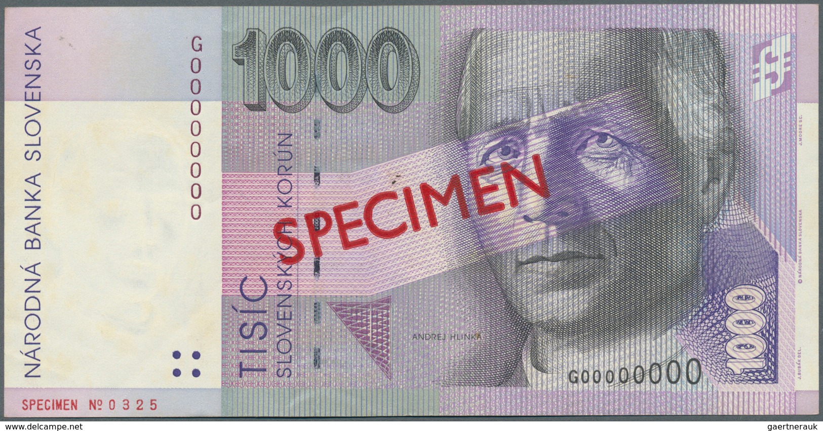 Slovakia / Slovakei: Set Of 2 Specimen Notes Containing 20 And 1000 Korun 1995 P. 20s, 24s, First In - Eslovaquia
