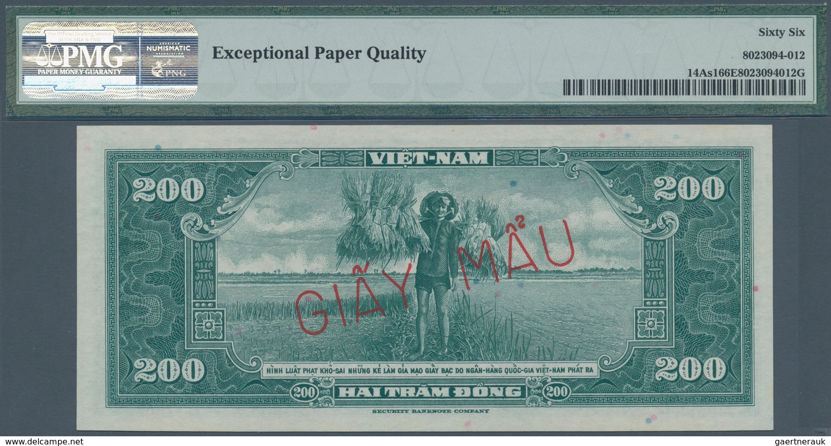 South Vietnam / Süd Vietnam: 200 Dong ND(1955) Specimen P. 14as1, Rare Banknote Specimen In Conditio - Vietnam