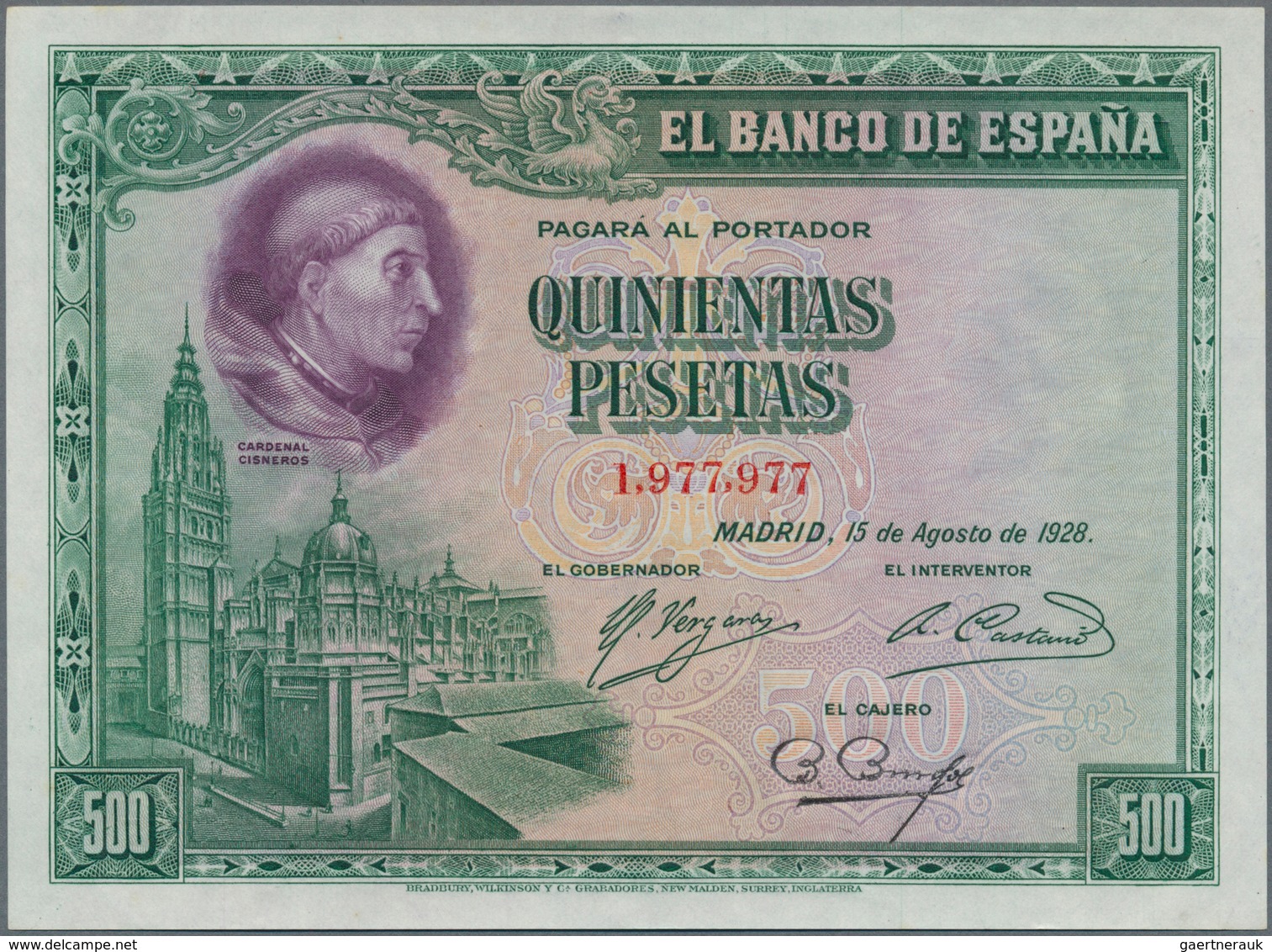 Spain / Spanien: 500 Pesetas 1928, P.77, Excellent Condition With Crisp Paper And Bright Colors, Jus - Other & Unclassified