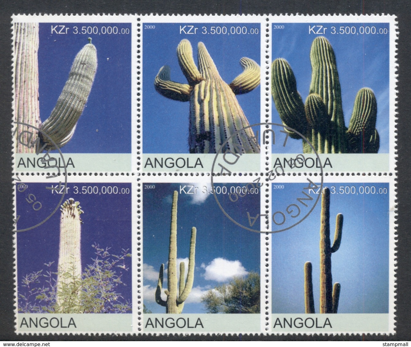 Angola 2000 Cacti Blk6 (rebel Issue) CTO - Angola