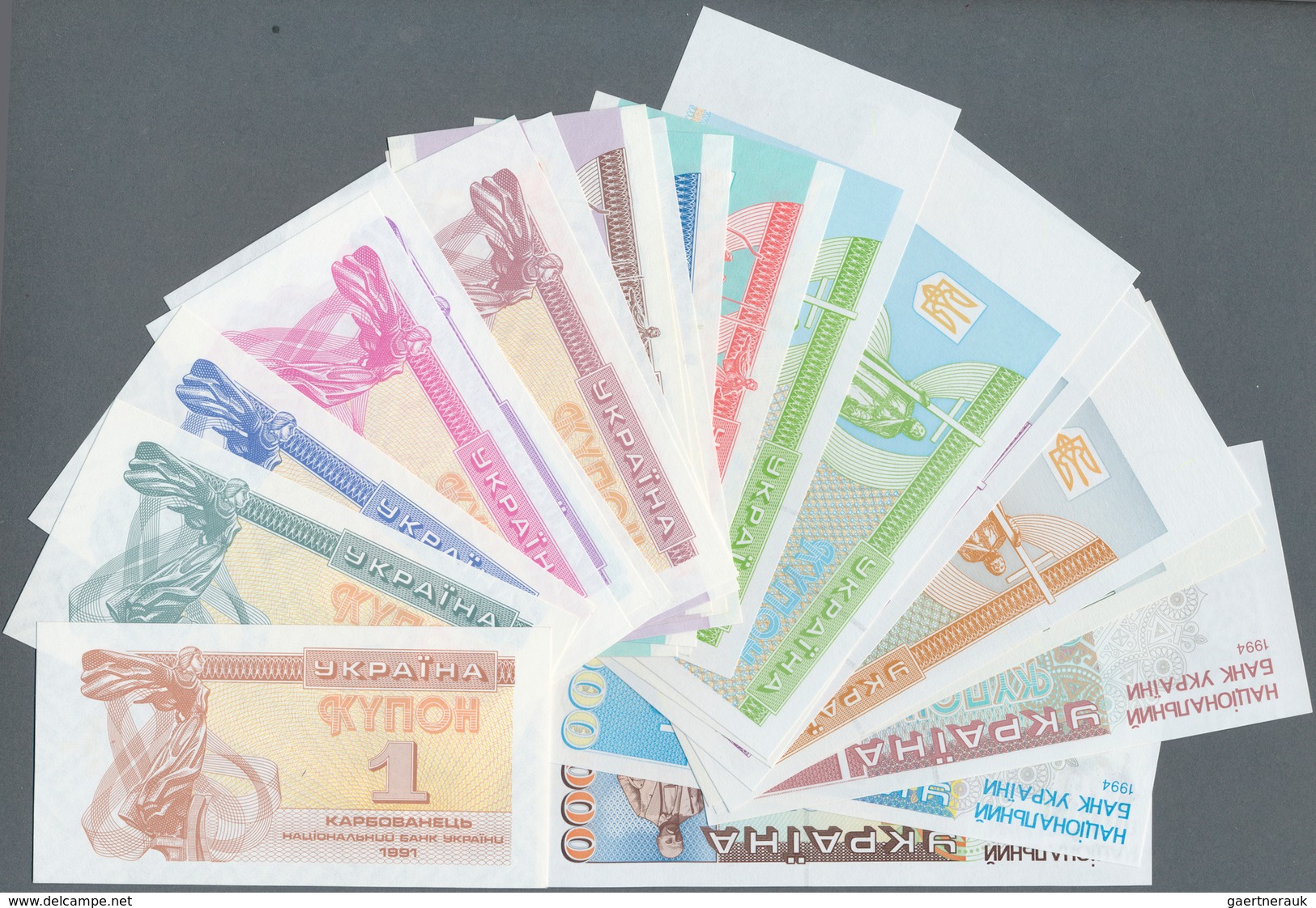 Ukraina / Ukraine: Huge Set With 24 Banknotes Of The Coupon Issue 1991-1995 From 1 - 1.000.000 Karbo - Ucraina