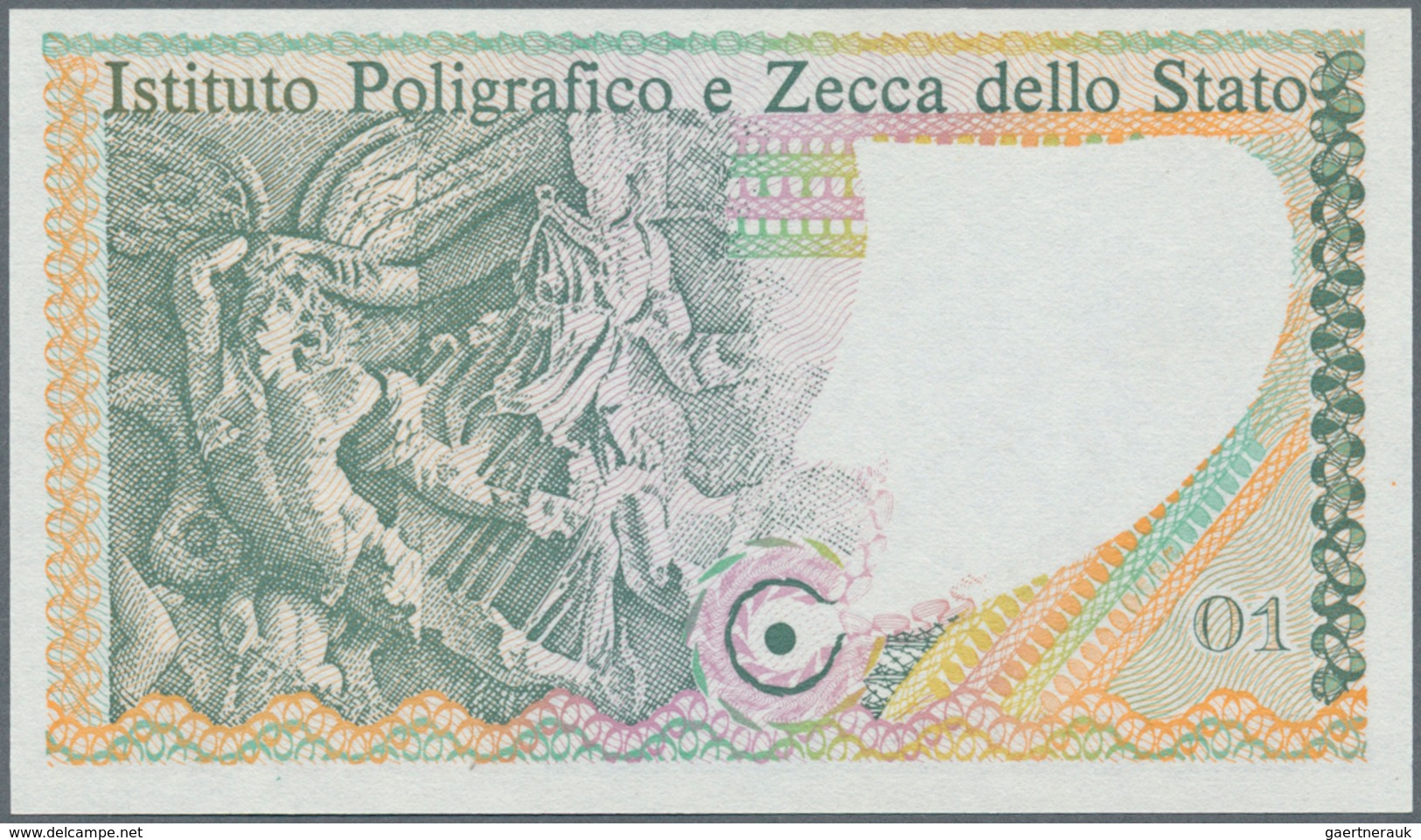 Testbanknoten: Interesting Smaller Size Test Note Of Italian State Printing Works "Istituto Poligraf - Ficción & Especímenes