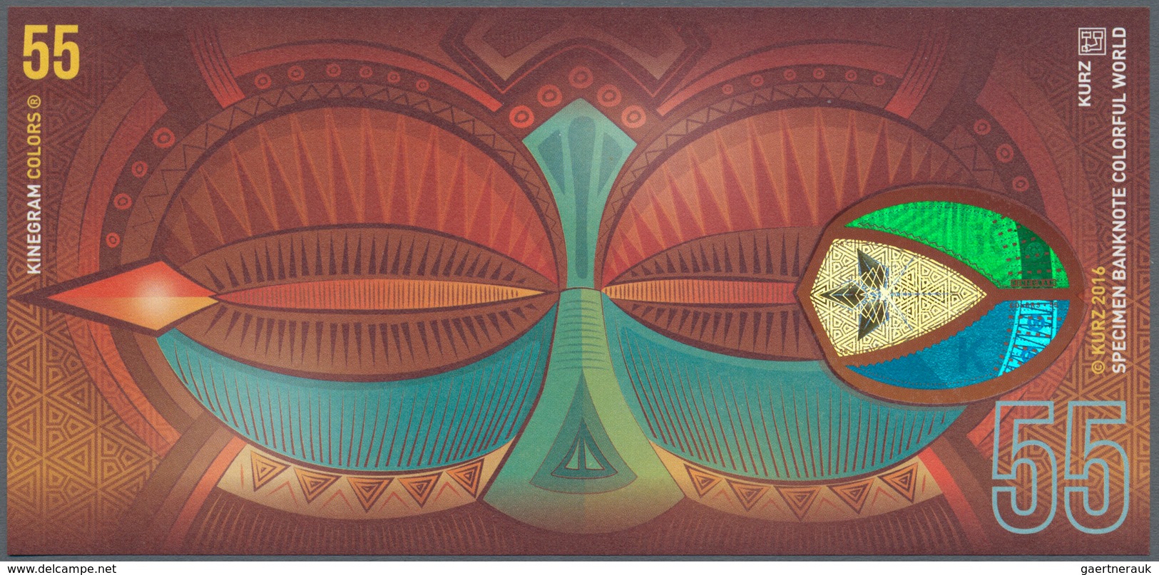 Testbanknoten: Test Note Leonhard Kurz, African Style Design With "Kinegram Colors" In Oval Form At - Specimen